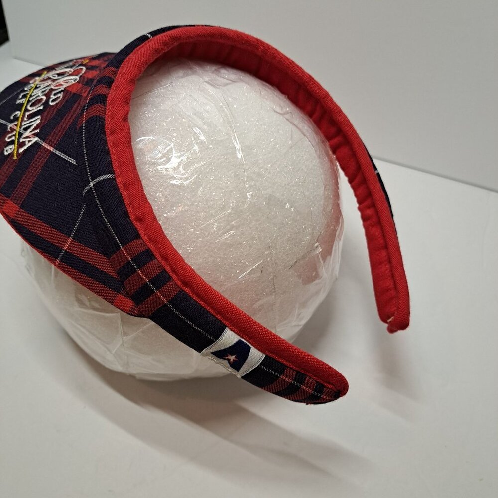 Old Carolina Golf Club Plaid Visor Headwear Red Navy Bluffton SC CLOSED COURSE - Picture 3 of 7